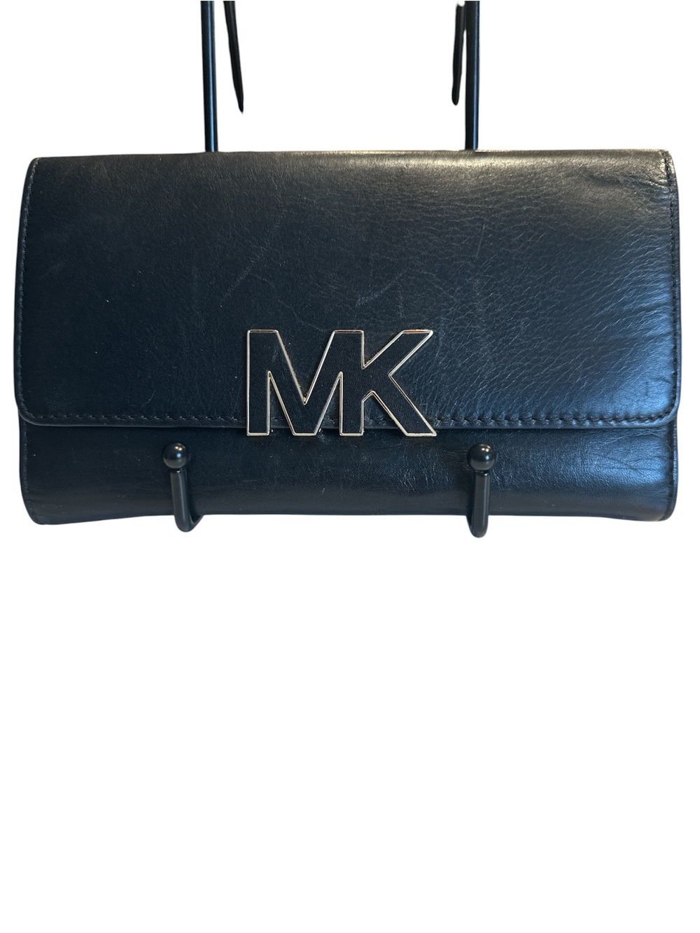 Michael Kors Fulton Black Leather Flap Continental Wallet Clutch